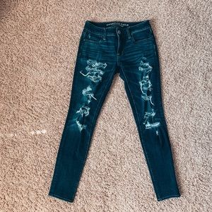 American Eagle Dark Wash ripped jeans
